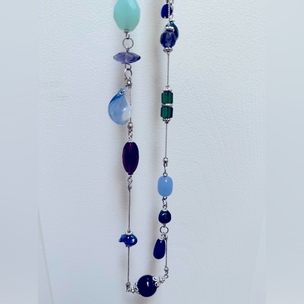 22" Lane Bryant glass bead silver tone necklace - Picture 2 of 11